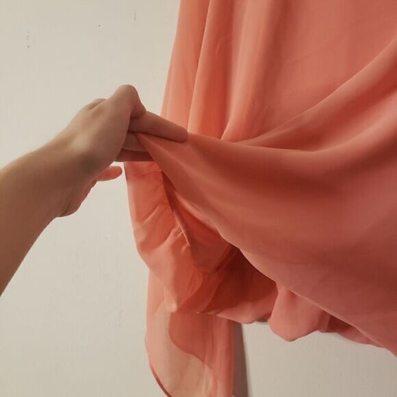 Alfani Pink Draped Blouse Bell Sleeves Chiffon Overlay Lined M - Picture 6 of 6